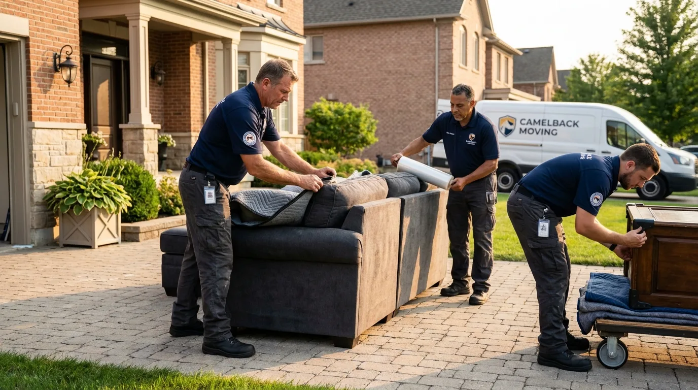 Large estate moving crew wrapping furniture in Point Clear, AL